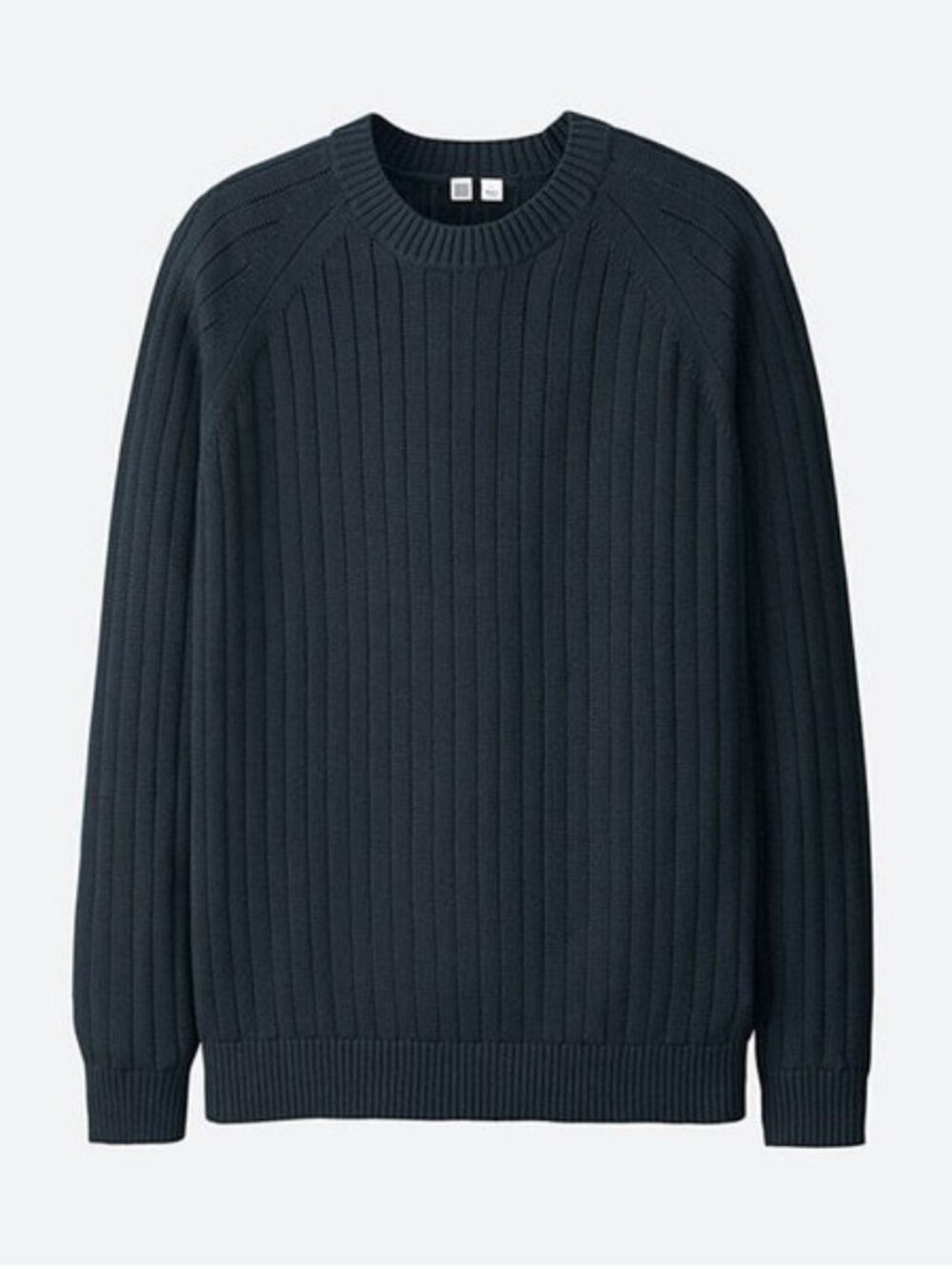 Uniqlo ribbed knitted cotton crewneck sweater navy blue unisex size M